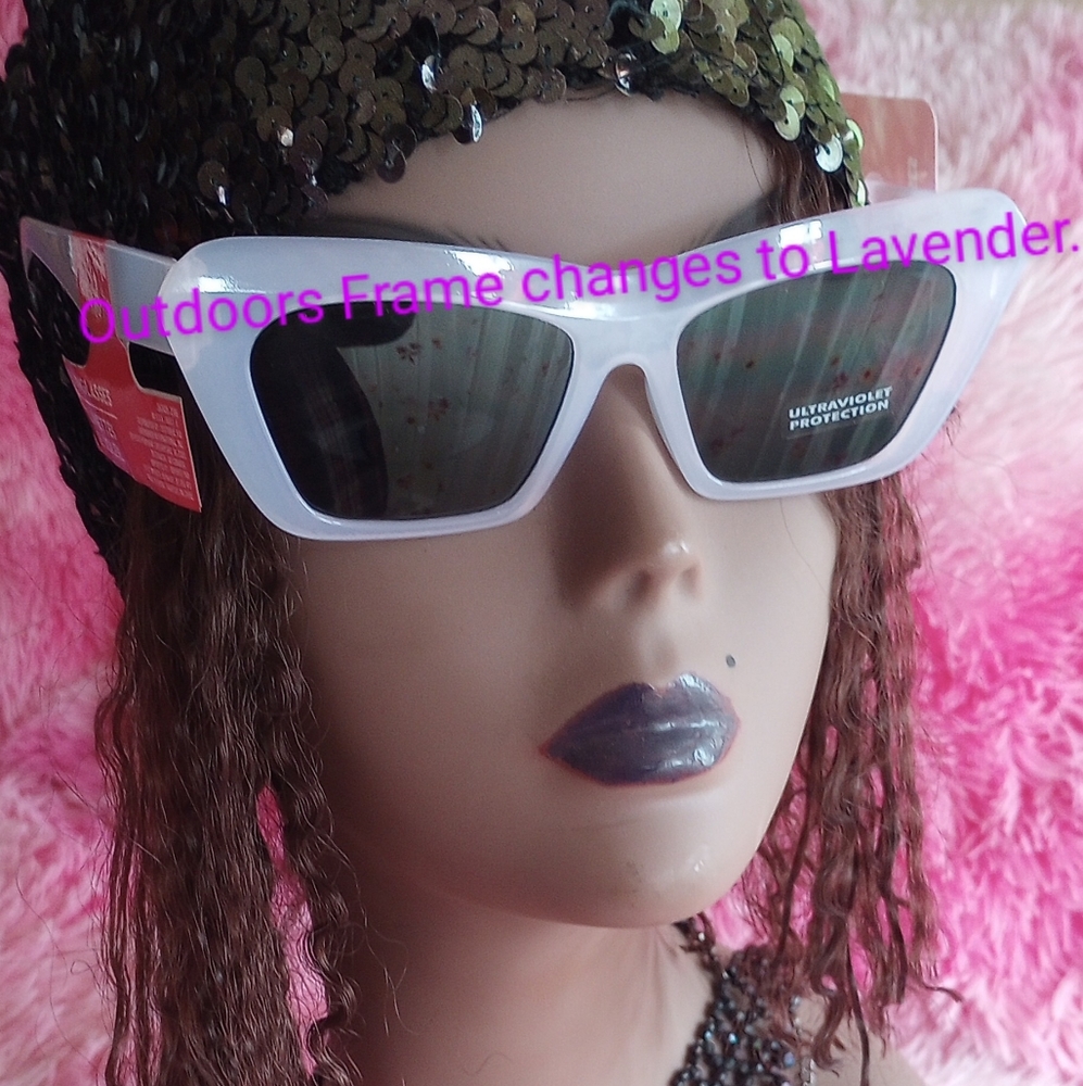 Cat Eyes Sunglasses. White ONLY. Green is for show - Picture 2 of 9